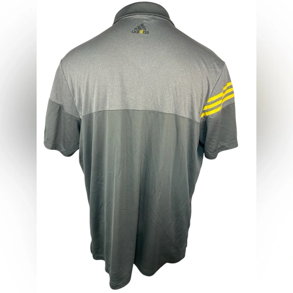 Adidas Gray and Yellow Short Sleeve Golf Shirt Men’s 2XL